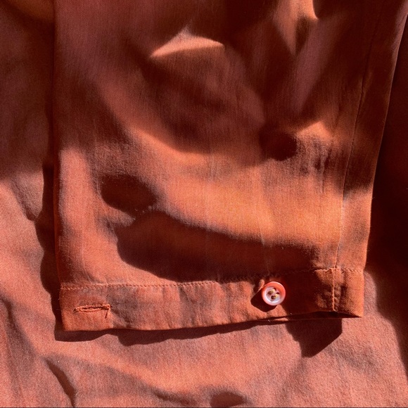 Vintage Orange Silk Hooded Button Front Jacket-14 - Picture 3 of 5